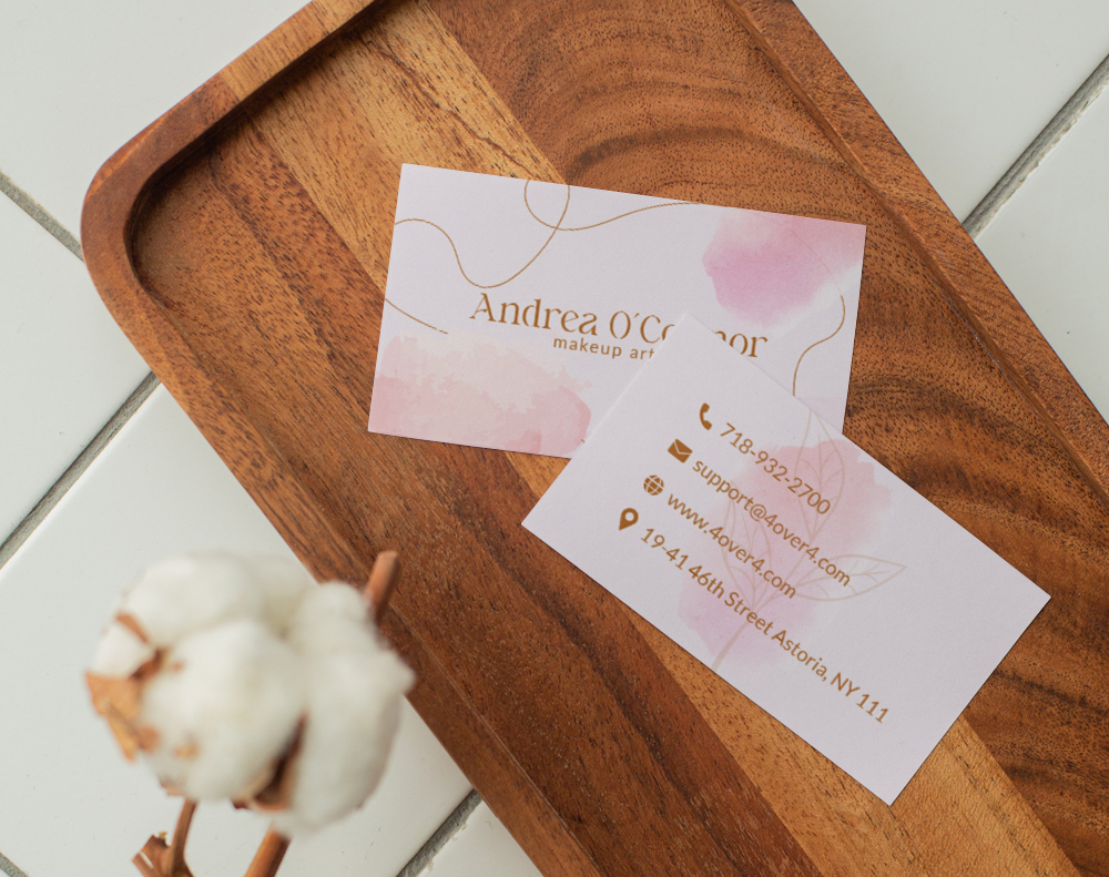 Xabooz8aqgbusiness Card On Wood Table Mockup - 4OVER4