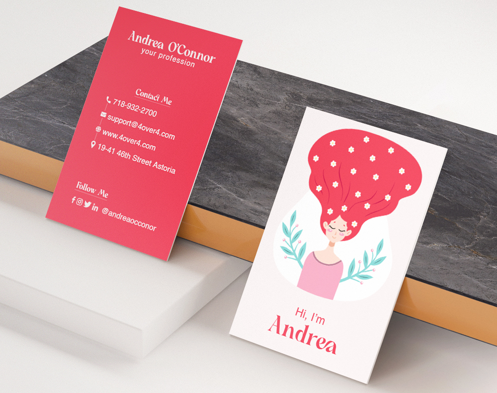 Female Character Business Card - Design Template