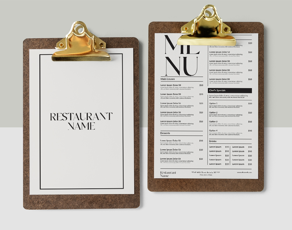 Simple Black and White Menu - Design Template