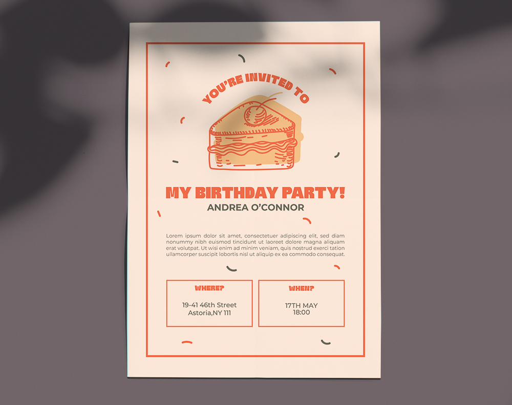 Vintage Birthday Flat Invitation