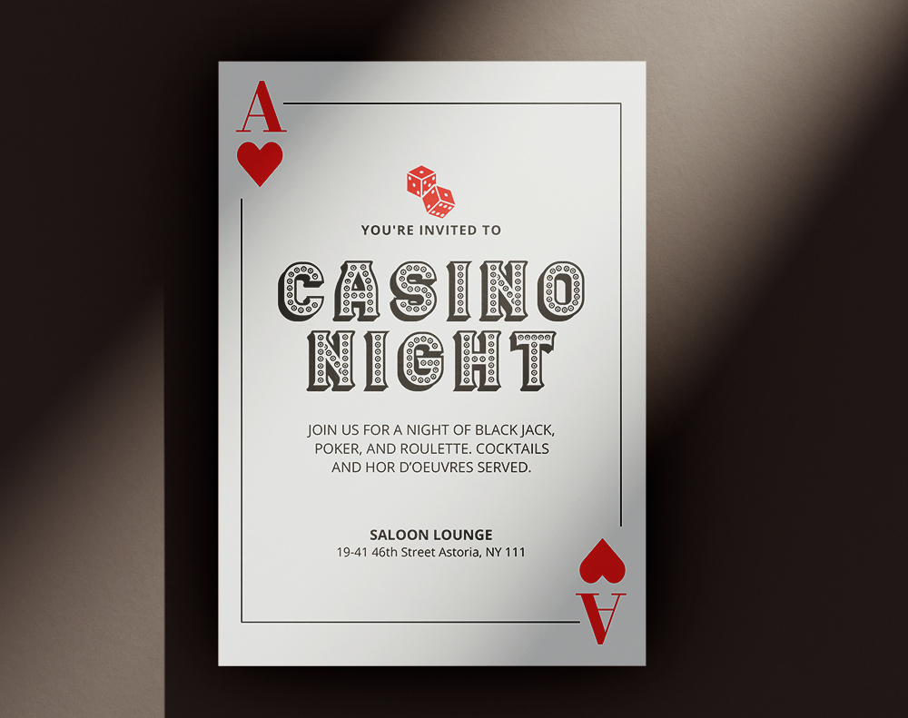 Casino Night Flat invitation