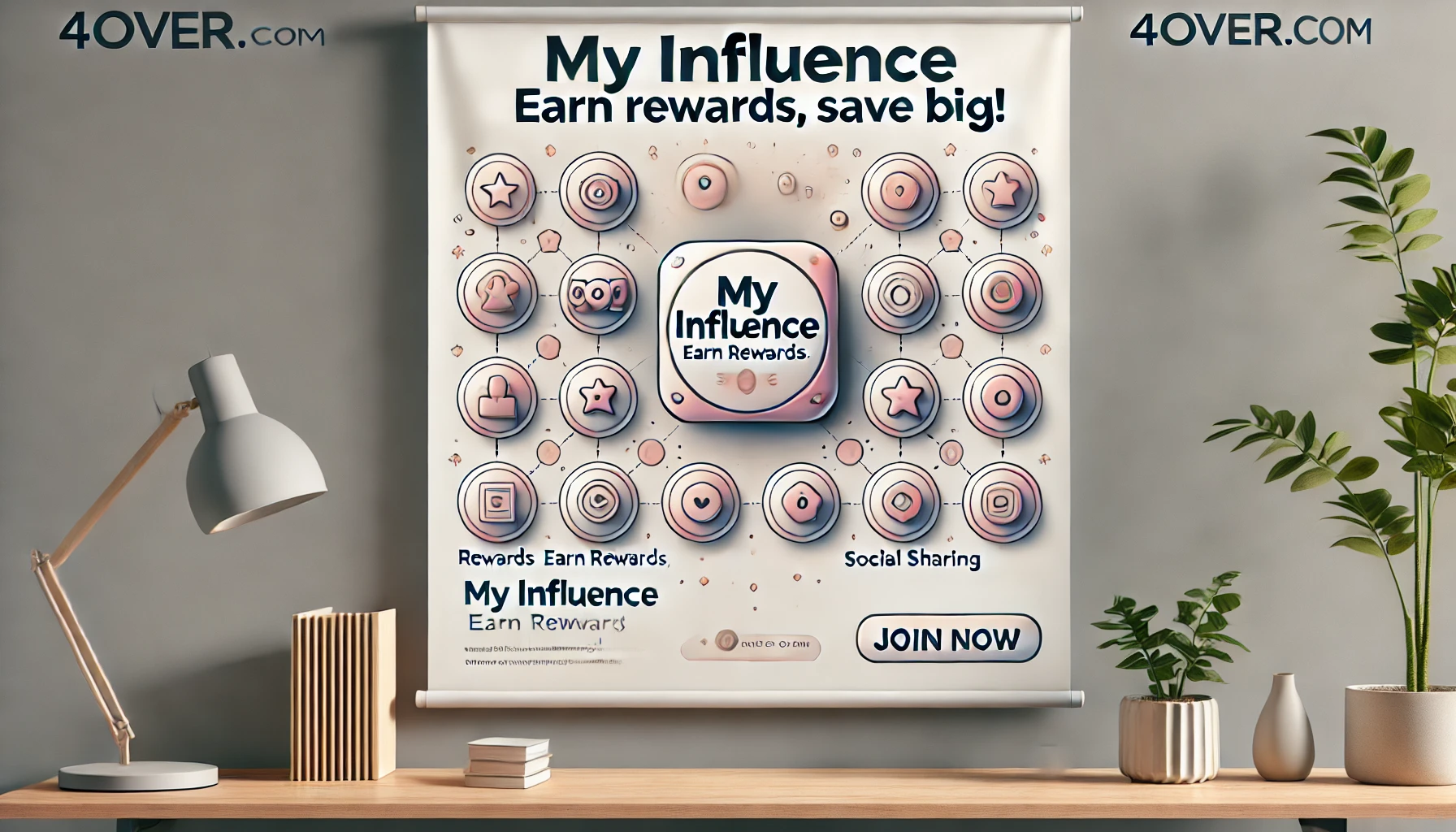 Earn 4OVER4 Coins While You Share Your Influence!