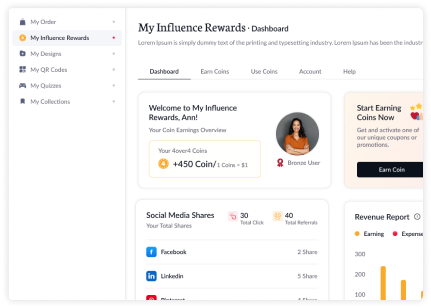 Keep Track of all your coins in your My Influence Rewards Page