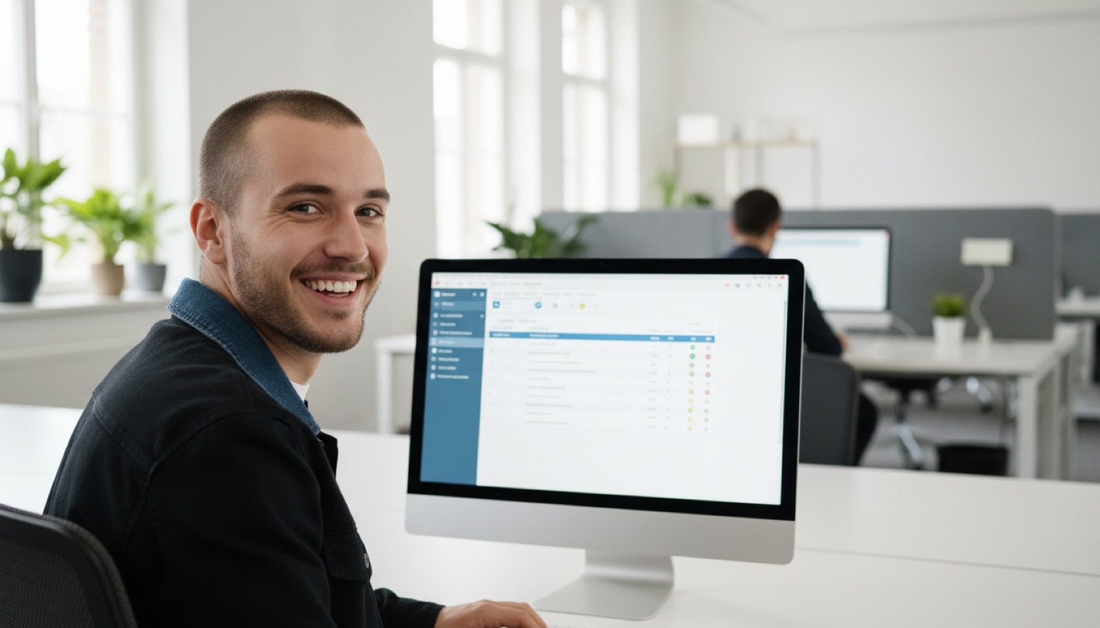 Customer at a computer reviewing live order updates and shipment status emails