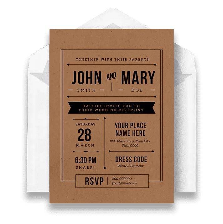 Brown Kraft Invitation Printing