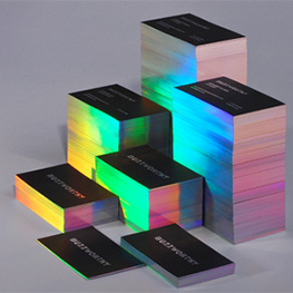 holographic edge gilded business cards