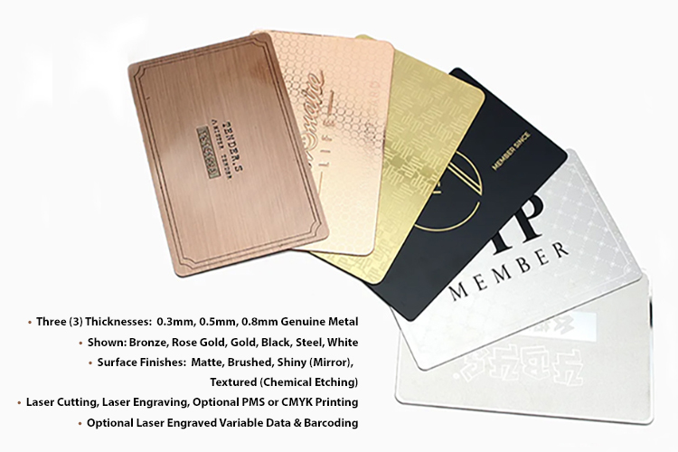 Laser Engraved White Metal Business Cards