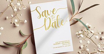 metallic save the date cards