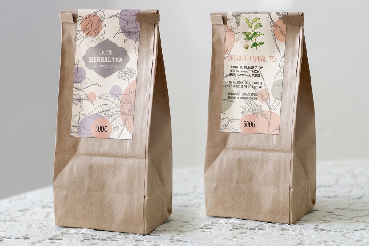 Premium packaging labels printed by 4OVER4 with a rich color panel across the label face