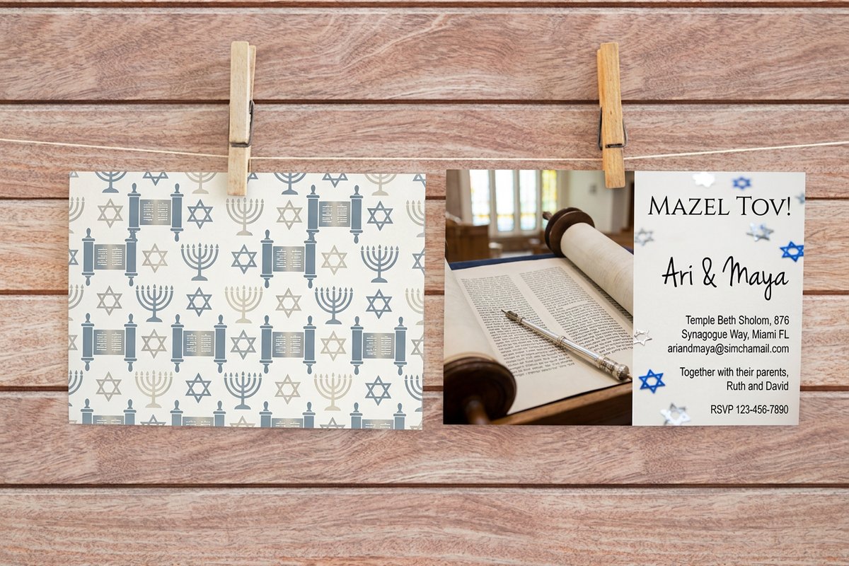 Bar Bat Mitzvah Invitations 2 - 4OVER4