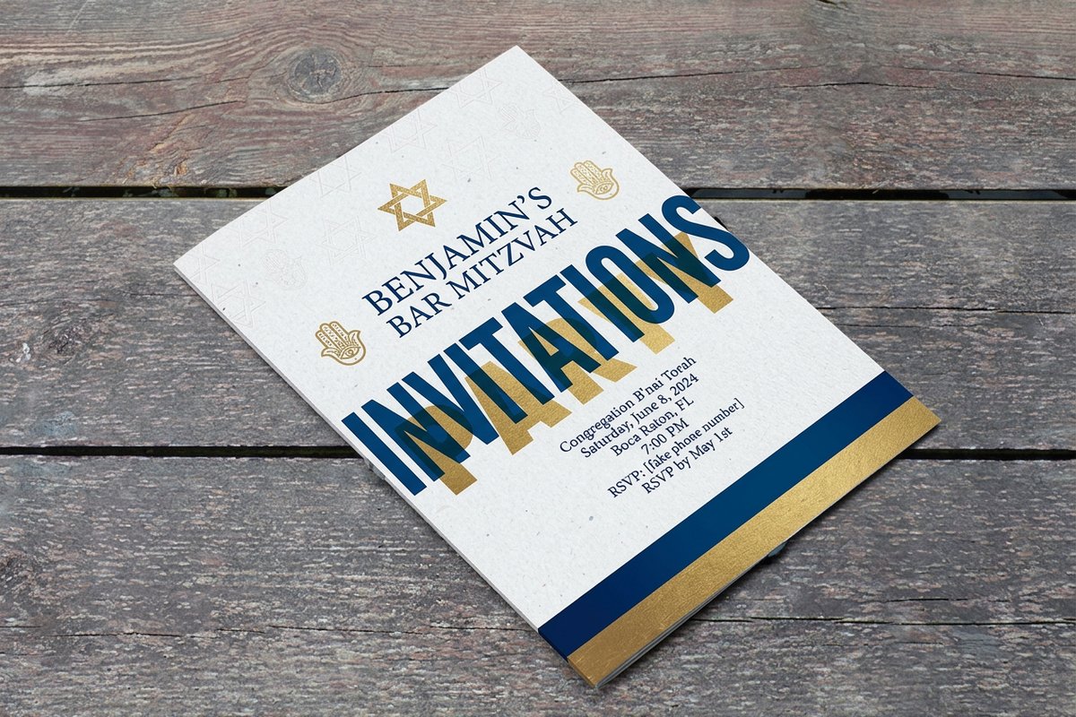 Bar Bat Mitzvah Invitations 3 - 4OVER4