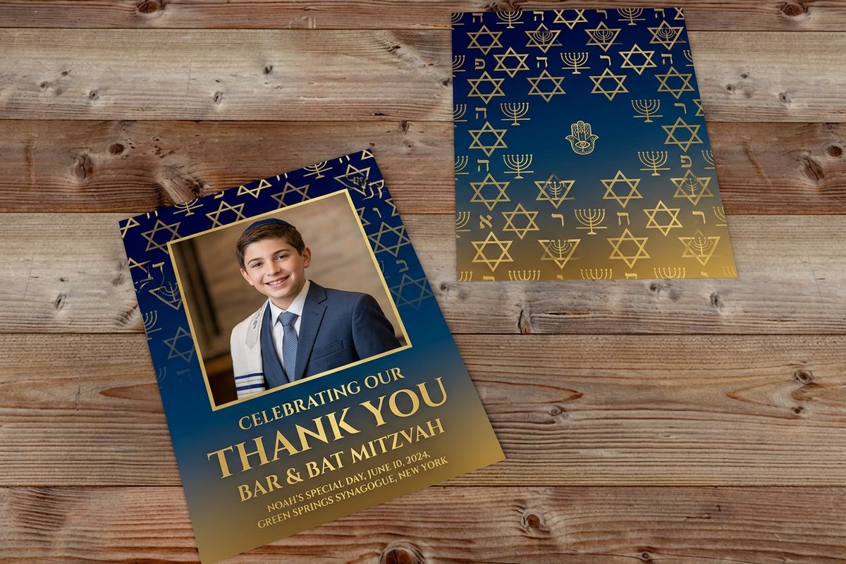Bar Bat Mitzvah Thank You Cards