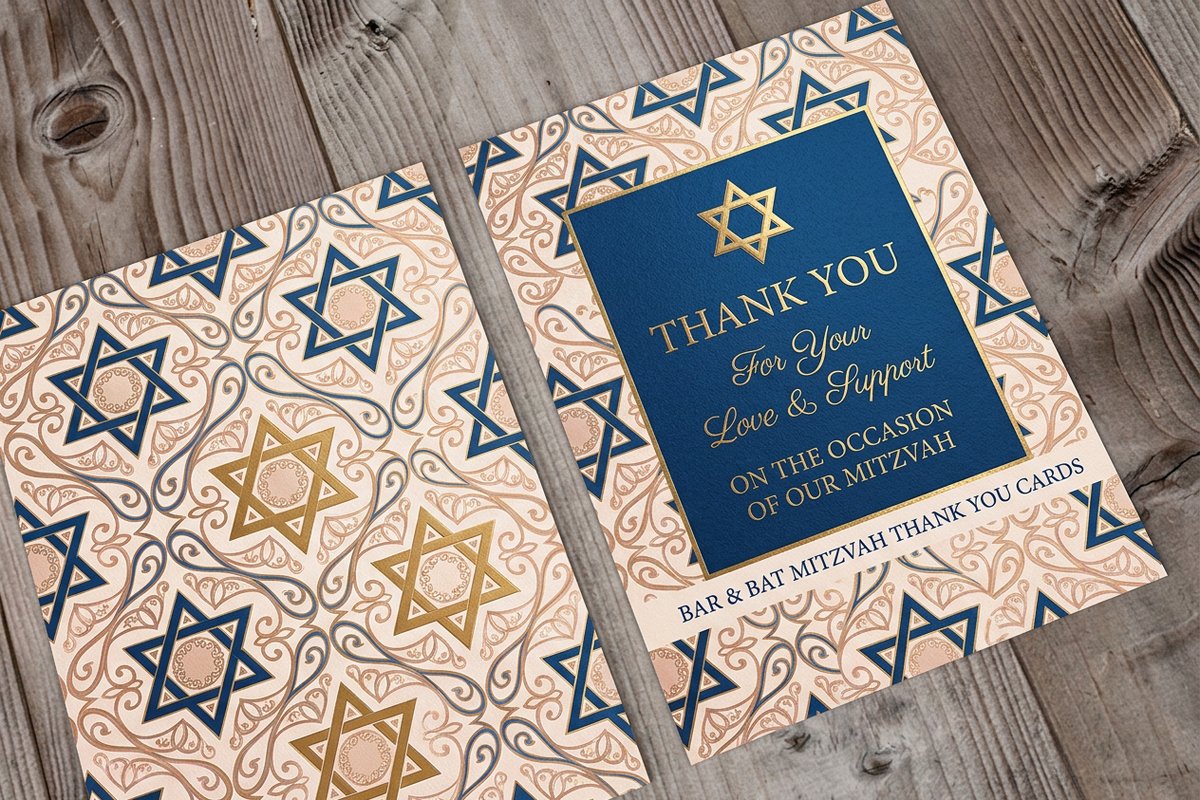 Bar Bat Mitzvah Thank You Cards