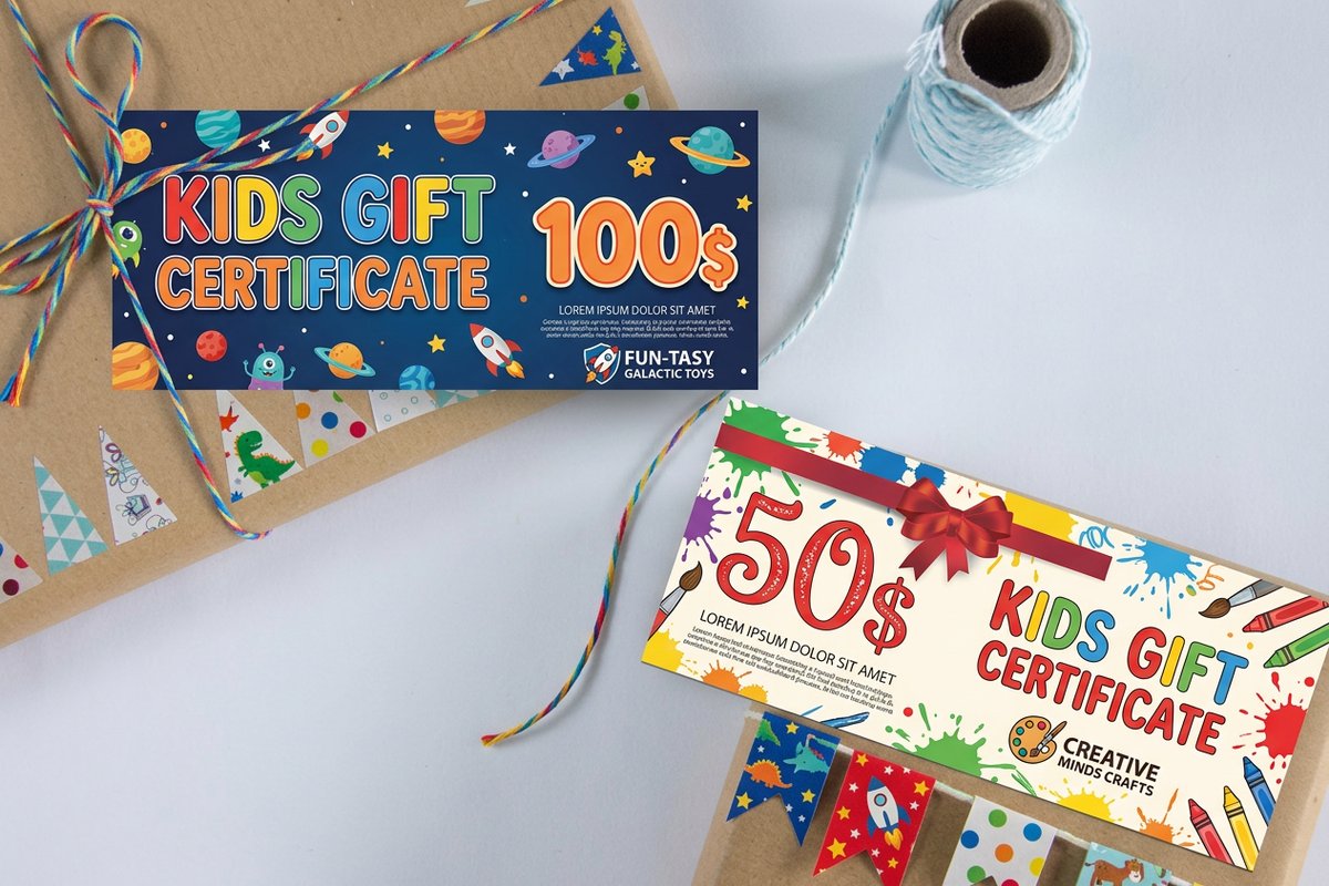 Kids Gift Certificates by 4OVER4
