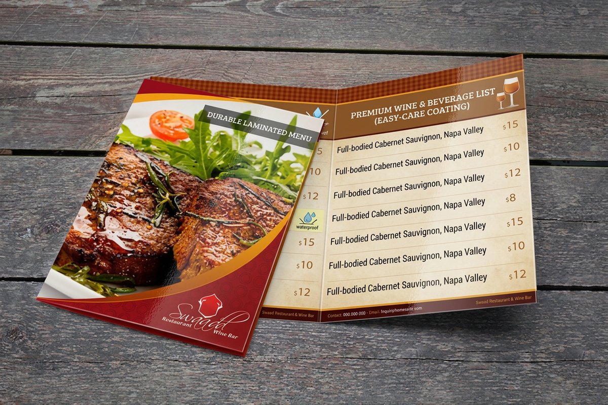 Laminated Menus 3 - 4OVER4