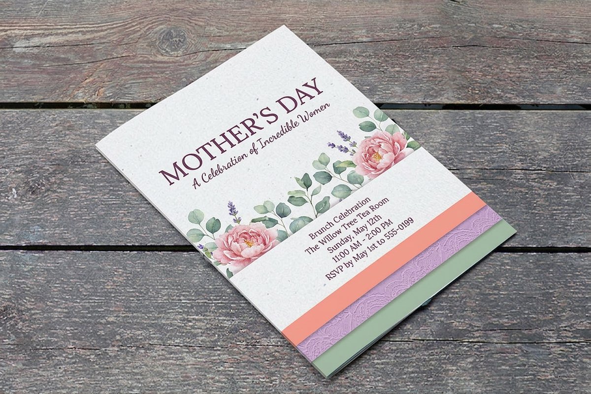 Mothers Day Invitations 3 V2 - 4OVER4