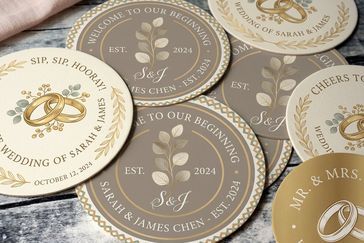 Wedding Drink Coasters 2 - 4OVER4