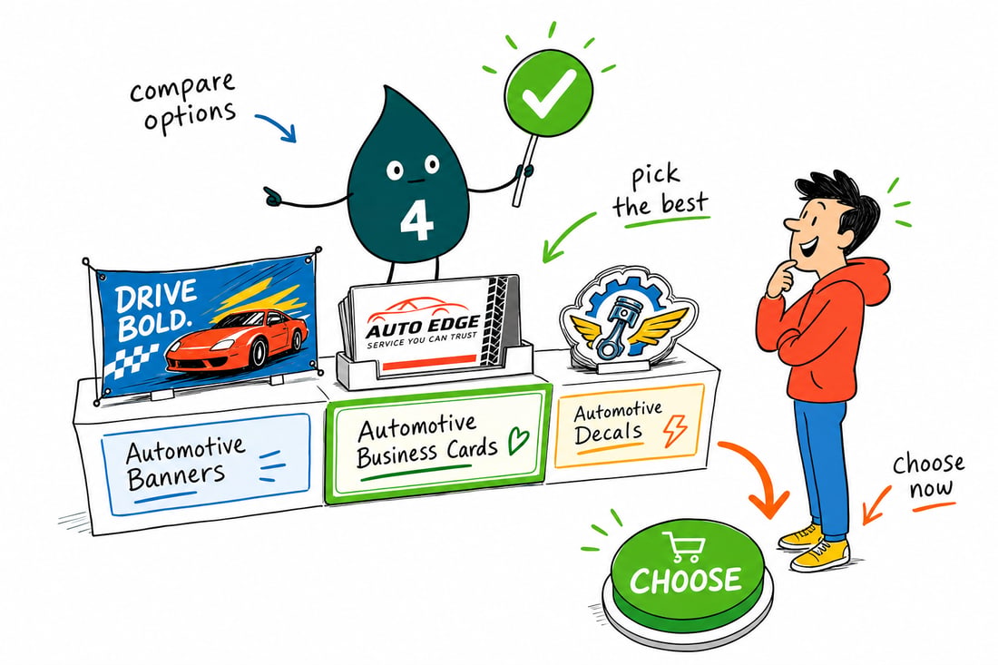 Wally compares Automotive Printing options side by side at 4OVER4.COM