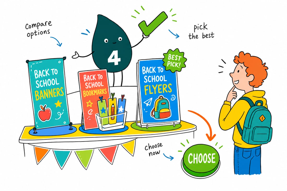 Wally compares Back To School options side by side at 4OVER4.COM
