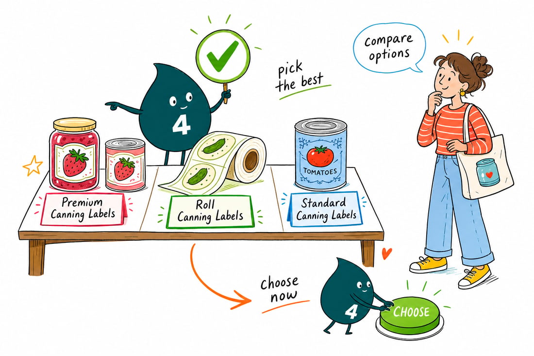 Wally compares Canning Labels options side by side at 4OVER4.COM
