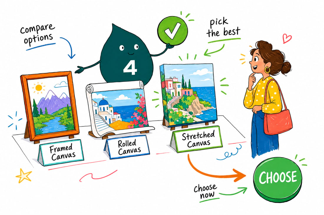 Wally compares Canvas Printing options side by side at 4OVER4.COM