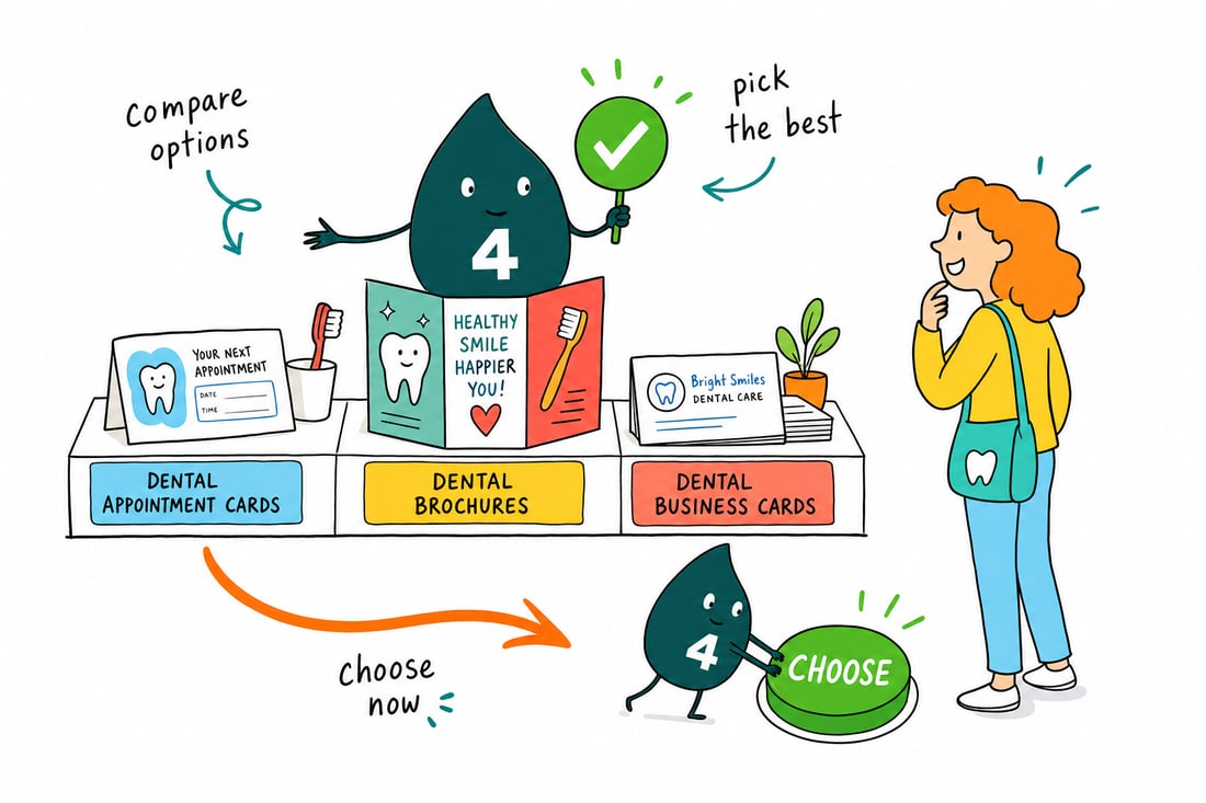 Wally compares Dental Printing options side by side at 4OVER4.COM