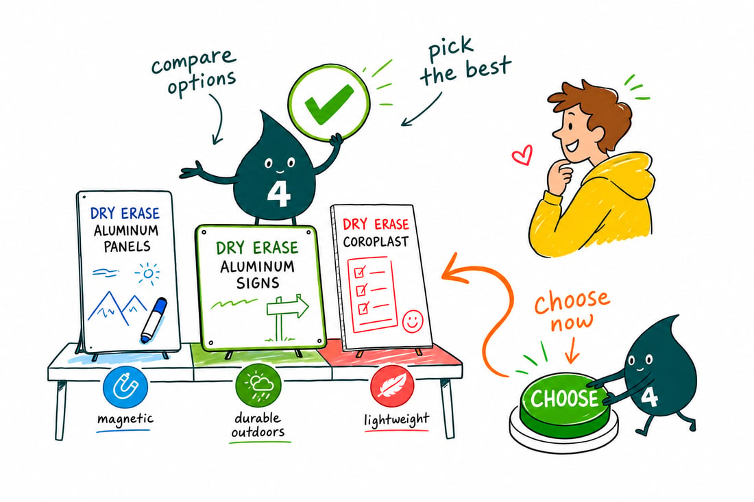 Wally compares Dry Erase Printing options side by side at 4OVER4.COM