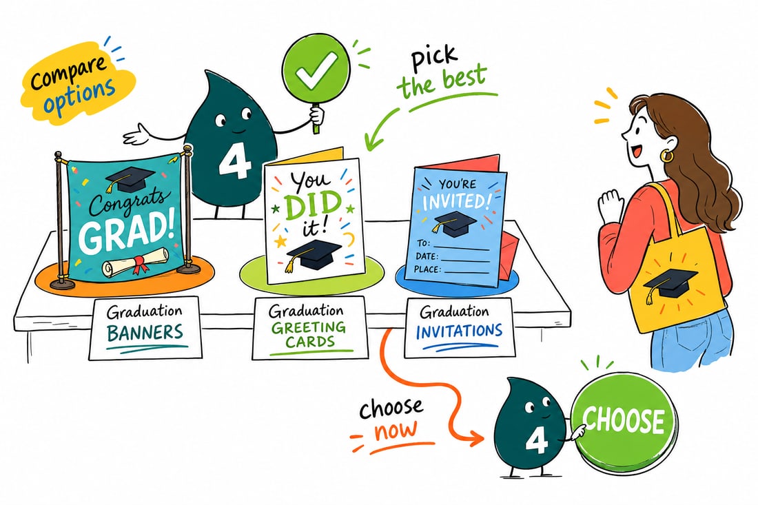 Wally compares Graduation options side by side at 4OVER4.COM