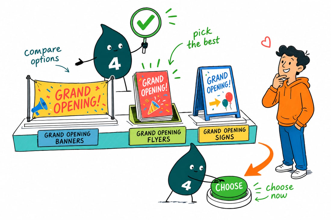 Wally compares Grand Opening options side by side at 4OVER4.COM