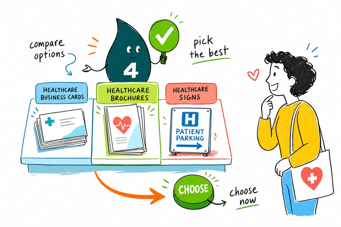 Wally compares Healthcare Printing options side by side at 4OVER4.COM