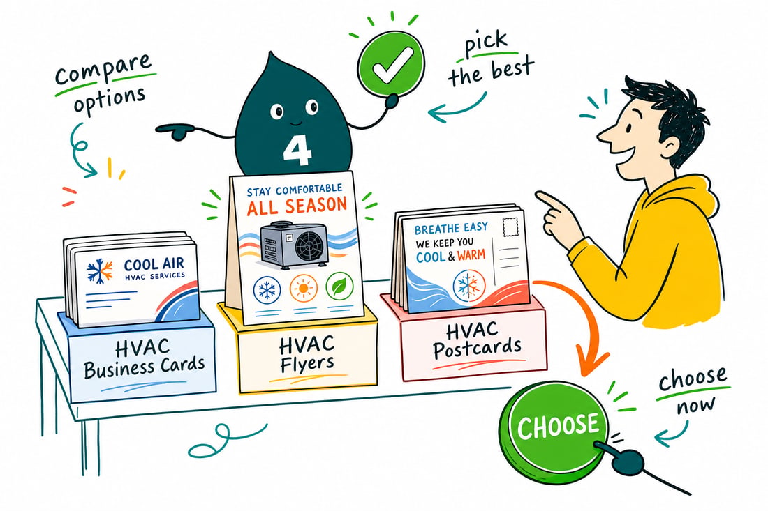 Wally compares HVAC Printing options side by side at 4OVER4.COM