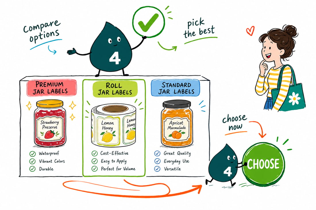 Wally compares Jar Labels options side by side at 4OVER4.COM