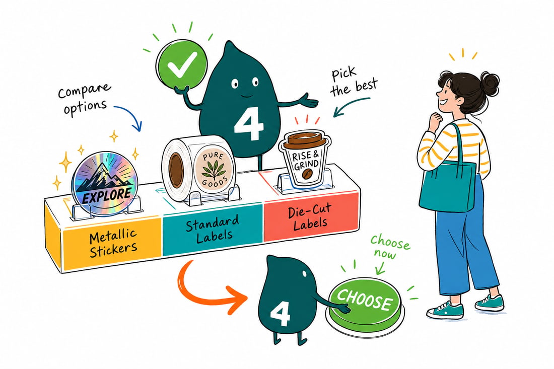 Wally compares Labels options side by side at 4OVER4.COM