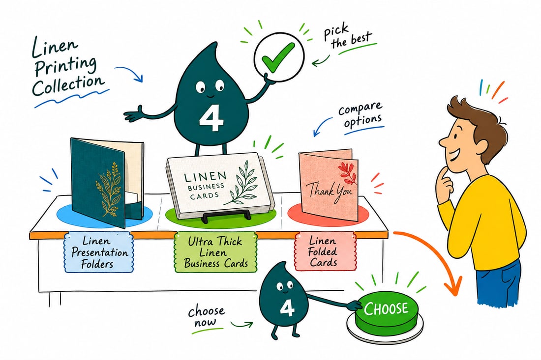Wally compares Linen Printing options side by side at 4OVER4.COM