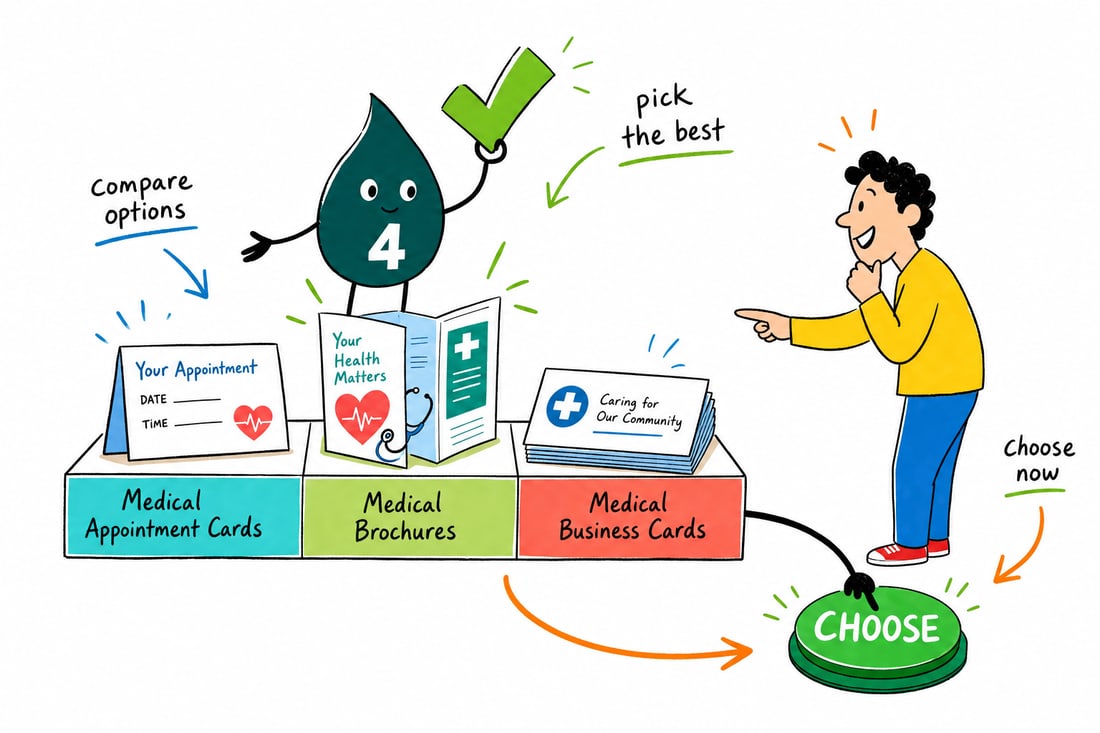 Wally compares Medical Printing options side by side at 4OVER4.COM