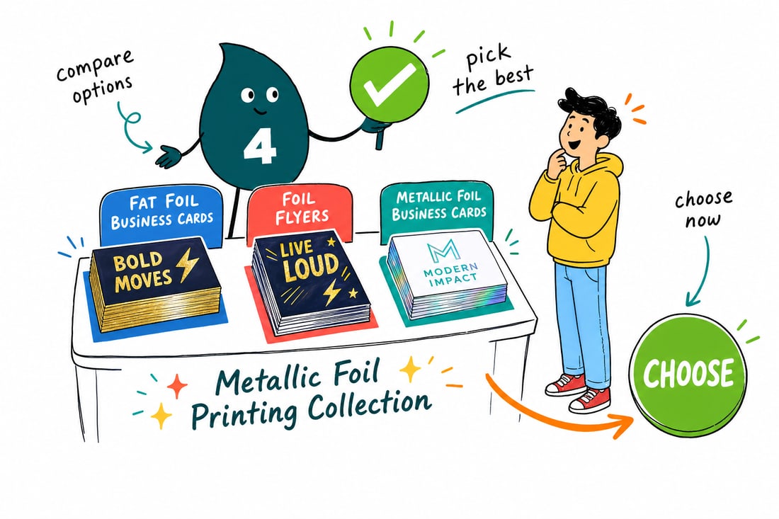 Wally compares Metallic Foil options side by side at 4OVER4.COM