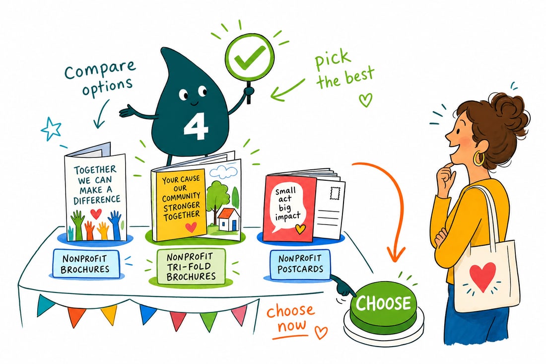 Wally compares nonprofit printing options side by side at 4OVER4.COM