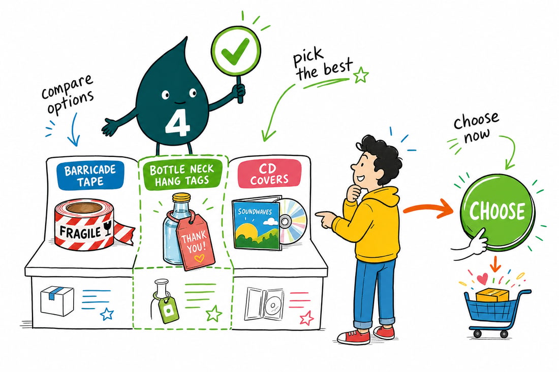 Wally compares Packaging options side by side at 4OVER4.COM