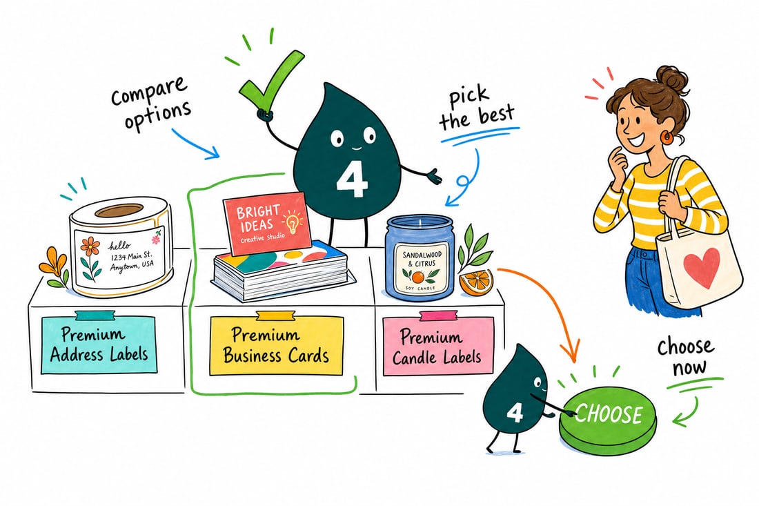 Wally compares Premium Printing options side by side at 4OVER4.COM