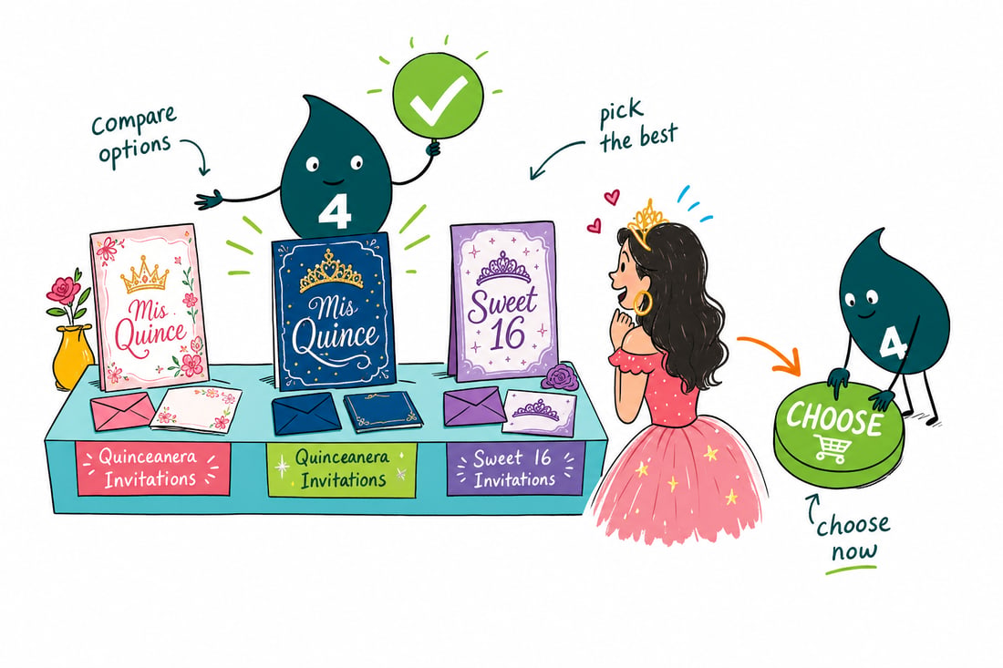 Wally compares Quinceanera options side by side at 4OVER4.COM