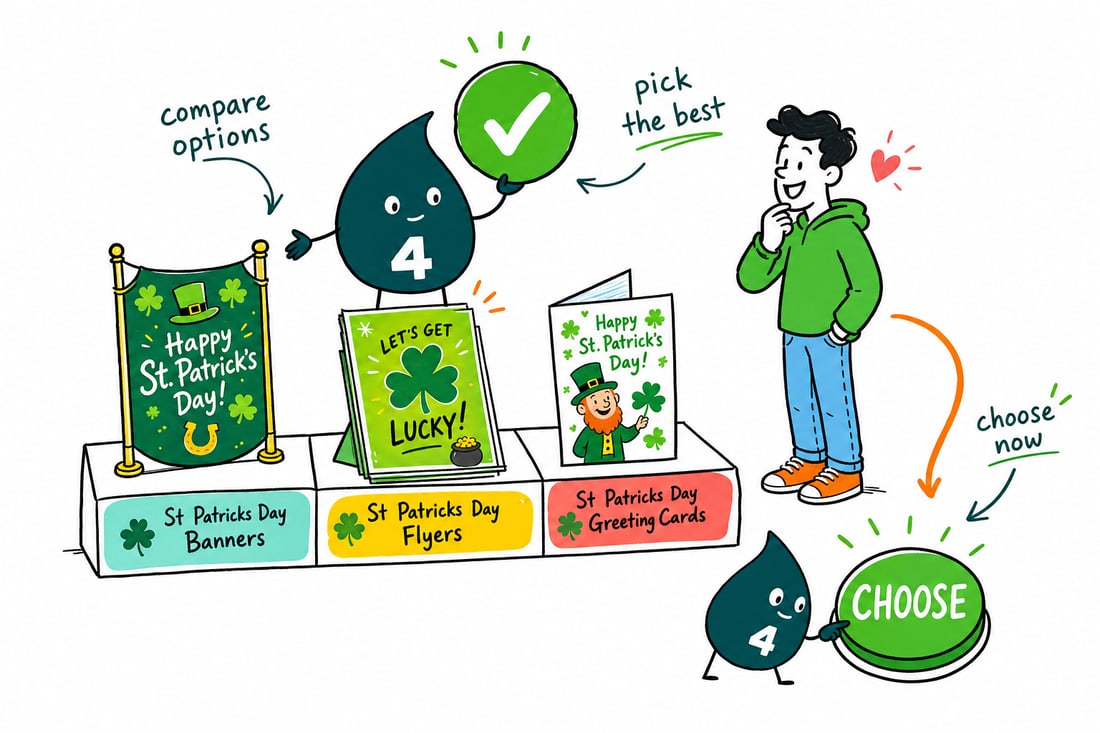 Wally compares St. Patrick's Day options side by side at 4OVER4.COM