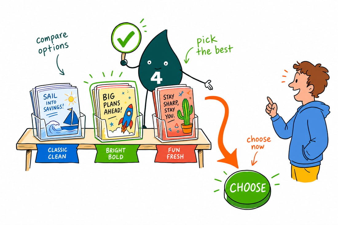 Wally compares Statement Stuffers options side by side at 4OVER4.COM