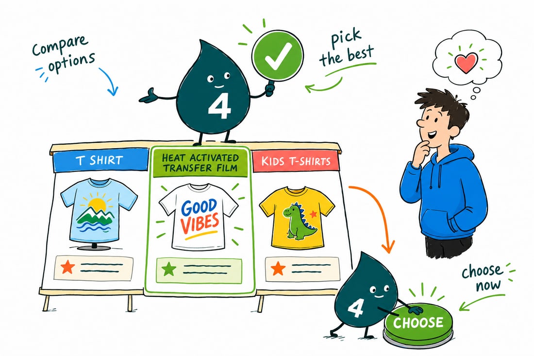 Wally compares T-Shirts options side by side at 4OVER4.COM