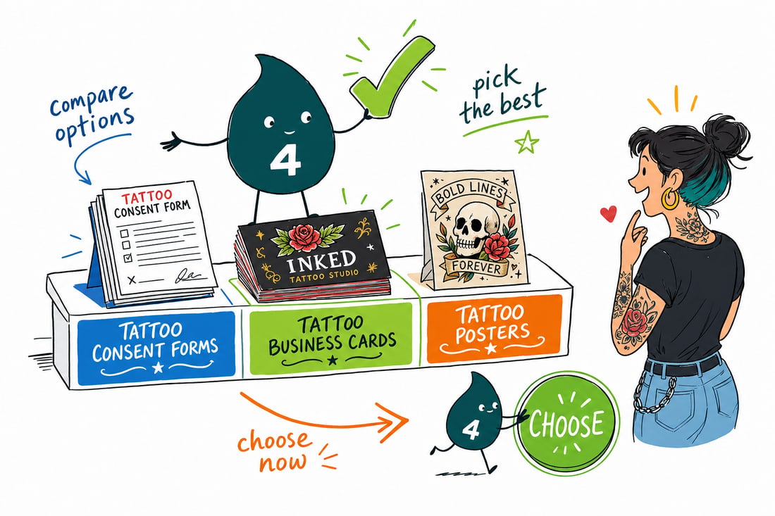 Wally compares Tattoo Studio Printing options side by side at 4OVER4.COM