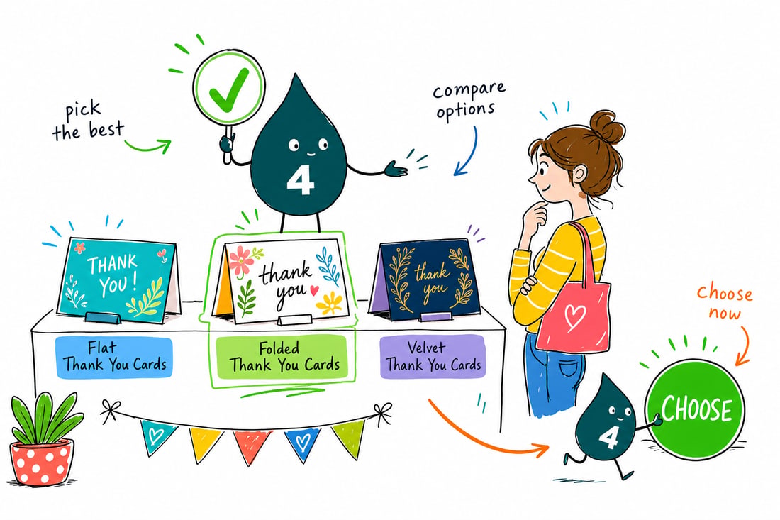 Wally compares Thank You Cards options side by side at 4OVER4.COM