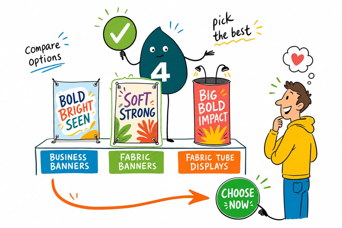 Wally compares Vinyl Banners options side by side at 4OVER4.COM
