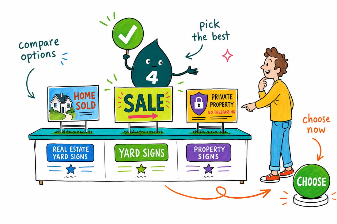 Wally compares Yard Signs options side by side at 4OVER4.COM