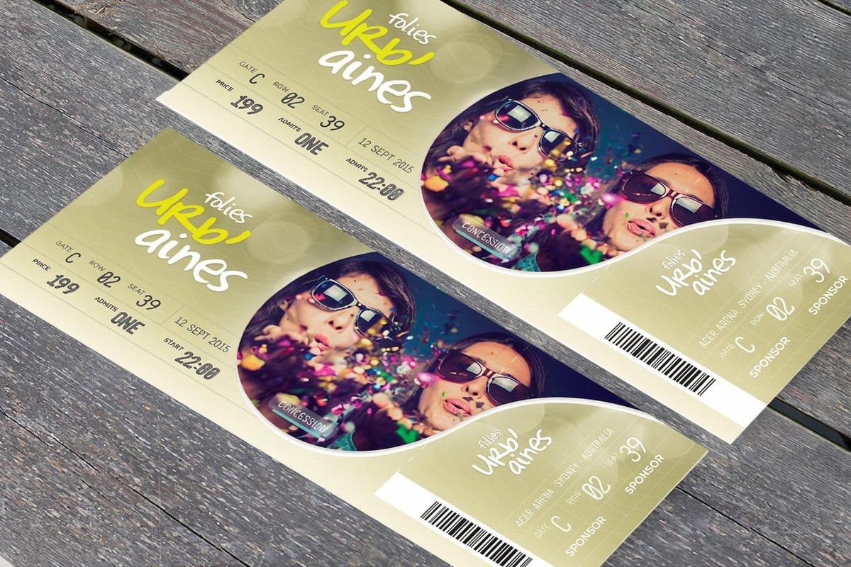 Numbered event tickets from 4OVER4 showing consecutive ticket numbers