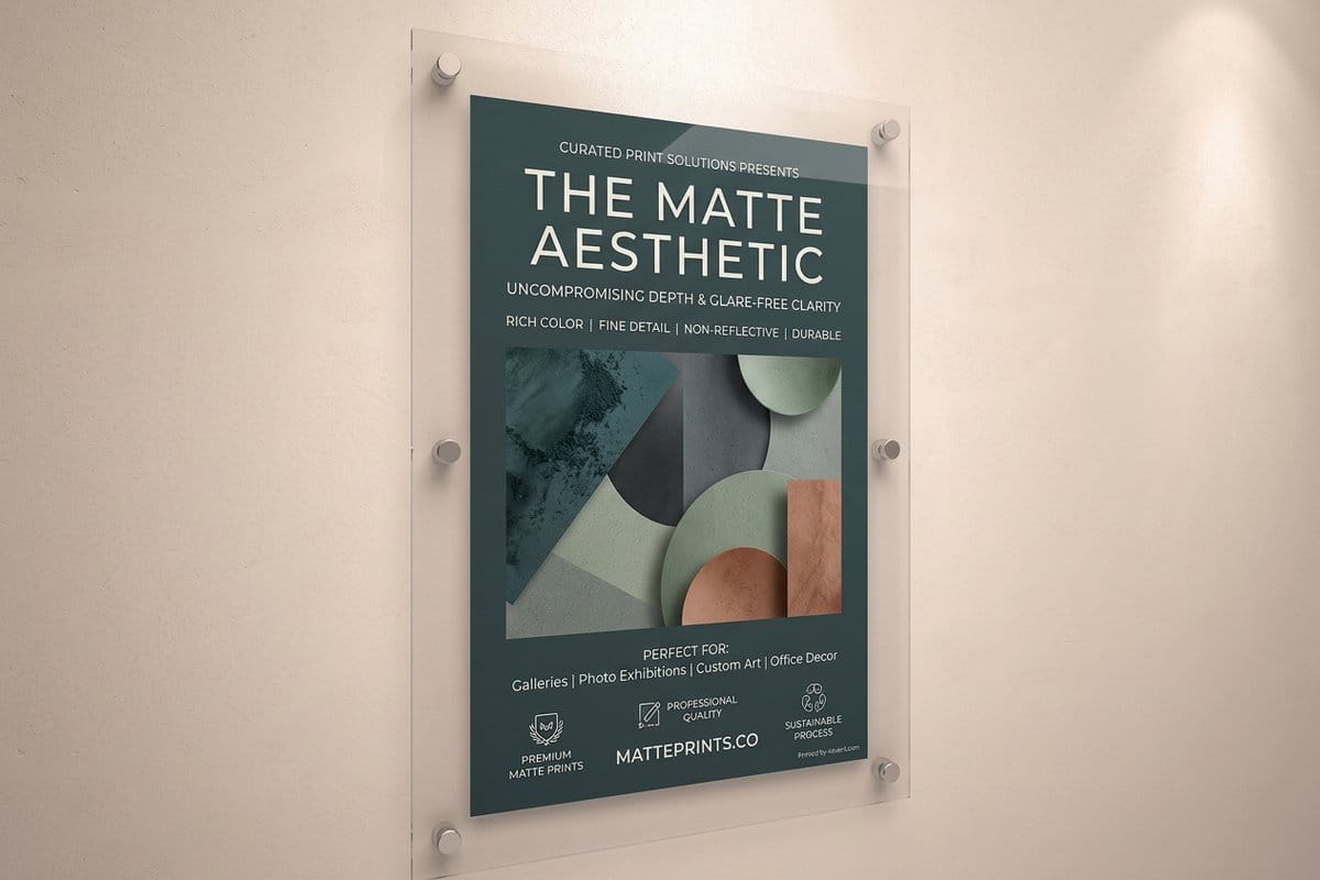 Matte posters printed by 4OVER4.COM, displayed as finished design work