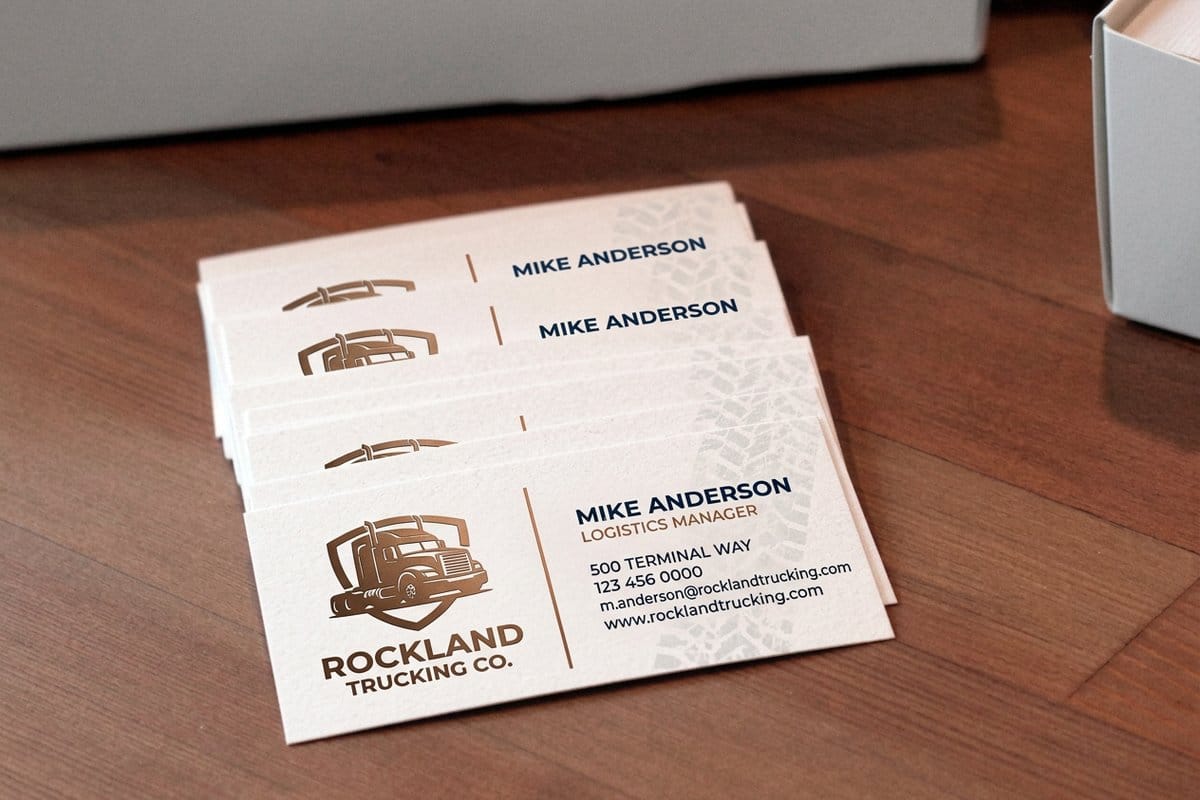 Truck business cards printed by 4OVER4, designed to travel home with each order